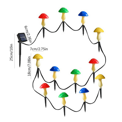 Lauko saulės sodo šviestuvai vandeniui atsparūs grybų kiemo šviestuvai 8 režimai mielas kraštovaizdžio lempos tako dekoravimas vejai / terasai