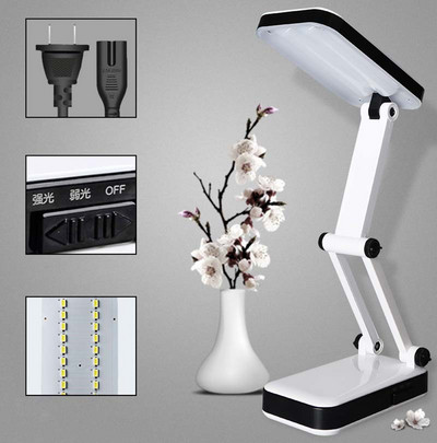 USB LED lauavalgusti Kahe kioski valgusti laualamp 24 LED kõrgvalgusti Kokkupandav valge valgusega laualamp Loe maniküür