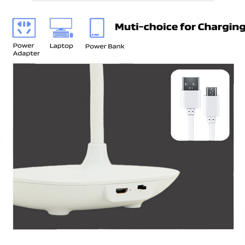 AXX USB újratölthető asztali lámpa 1200mAh nagy kapacitású akkumulátoros asztali lámpa Szemvédő LED olvasólámpa szabályozható éjszakai lámpa