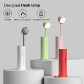 Lampă de masă Lampă de lectură Power Bank de urgență în aer liber cu suport pentru telefon Lanternă reîncărcabilă retractabilă Lampă de birou LED creativă