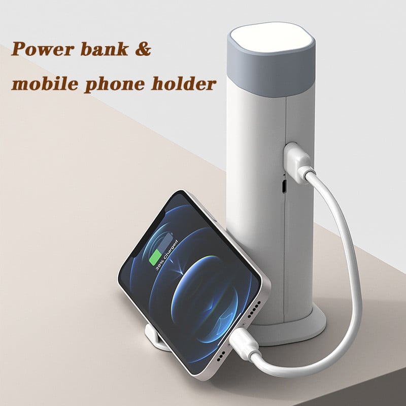 Lampă de masă Lampă de lectură Power Bank de urgență în aer liber cu suport pentru telefon Lanternă reîncărcabilă retractabilă Lampă de birou LED creativă