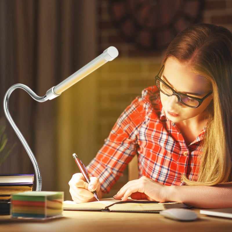 10 W 36 LED Szemvédő LED bilincs csipesz asztali lámpa asztali olvasólámpa 10 fokozatú 3 szín USB tápellátású, rugalmas hordozható, szabályozható