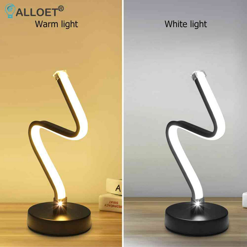 Spiraalse kujuga LED-laualamp Kumer akrüülist lauavalgusti Minimalistlik disain Elutuba Magamistoa voodilambi sisustus