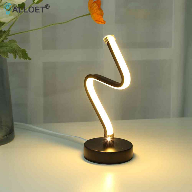 Spiraalse kujuga LED-laualamp Kumer akrüülist lauavalgusti Minimalistlik disain Elutuba Magamistoa voodilambi sisustus