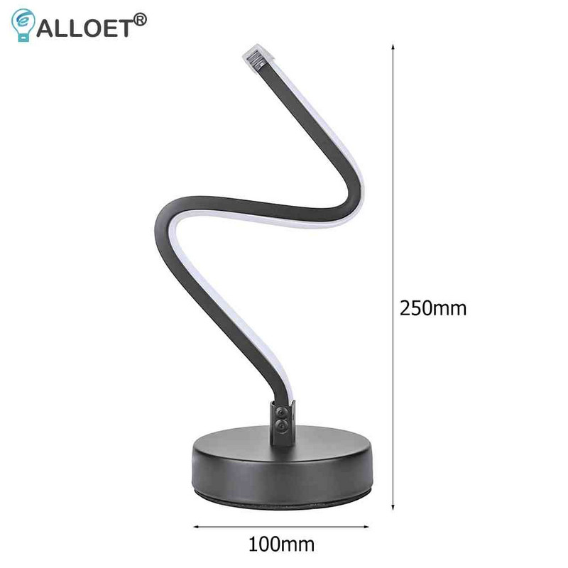 Spiraalse kujuga LED-laualamp Kumer akrüülist lauavalgusti Minimalistlik disain Elutuba Magamistoa voodilambi sisustus