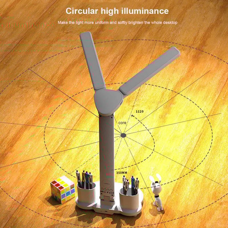 Lampă de birou cu LED, reîncărcabilă prin USB, la atingere, reglabilă, pliabilă, cu calendar, temperatură, lumină de noapte, pentru studiu de lectură