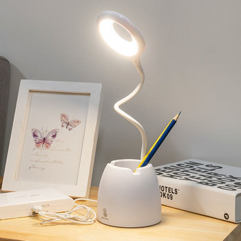 Нова настолна лампа LEDs USB сензорна нощна светлина Безстепенно затъмняване Настолна светлина Защита на очите Обучаваща се многофункционална скоба Държач за писалка