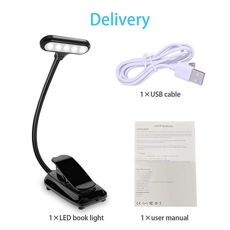 Lumină de lectură Lumină de cărți reîncărcabilă cu USB Lampă flexibilă pentru cărți Dimmer Lămpi de masă Lămpi portabile Clip Lumină LED pentru suport muzical