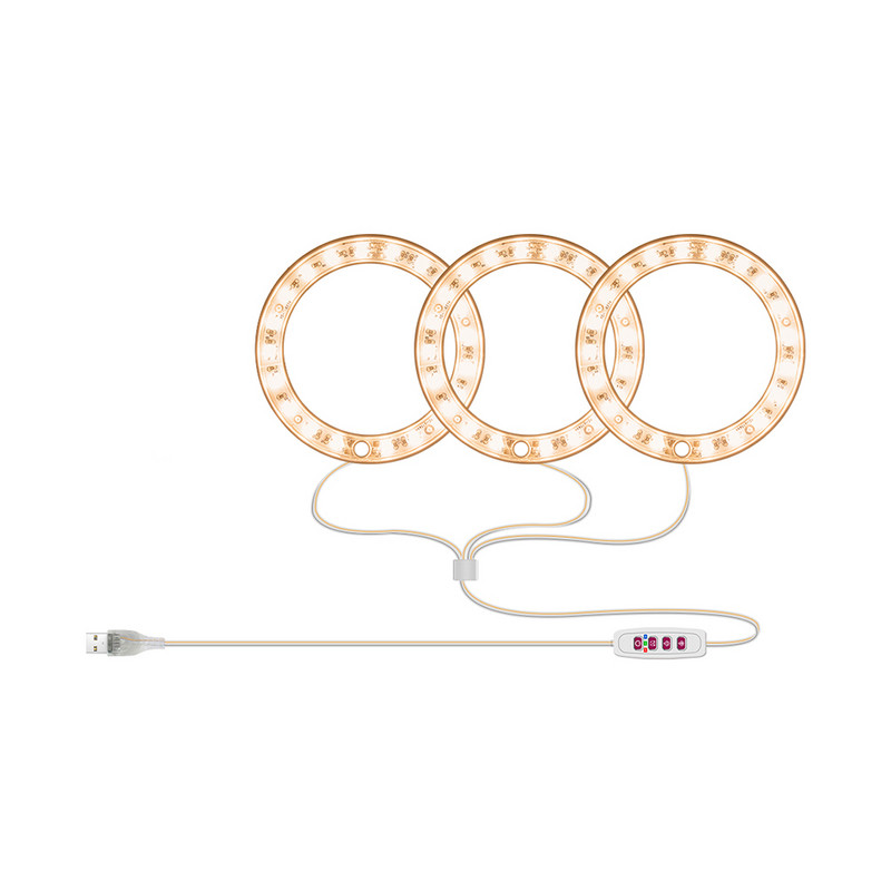 Angel Ring Növénynövesztő Fény LED-es szabályozható USB töltő Napfény Fitolámpa Vízálló Virágok Palánták Óvodai lámpák