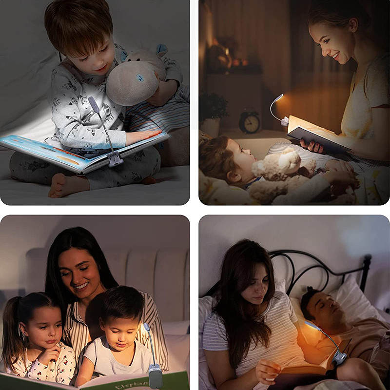 C2 Amber Book Light Ușor Reîncărcabil 3 moduri Cititoare 9LED Copii care citesc în pat Clip-on Îngrijirea ochilor Lectură caldă Lumină