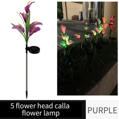 LED-päikesevalgusti Calla Lily Lantern Aia muru maastiku pistiklamp õues muru tee tänava kaunistamiseks