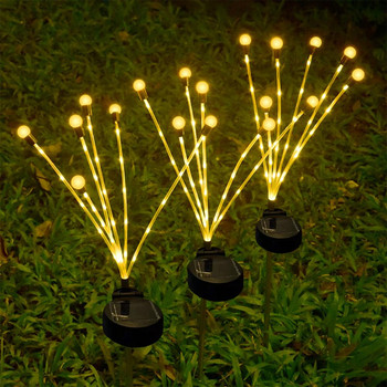 2 τμχ Solar Firefly Lights Αδιάβροχα εύκαμπτα και αιωρούμενα 6 λαμπτήρες LED για μονοπάτι βεράντας και διακόσμηση αυλής