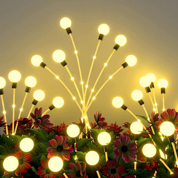 2 бр. Слънчеви светлини за светулки Водоустойчиви гъвкави и люлеещи се 6 LED крушки за пътека във вътрешния двор и декорация на двора