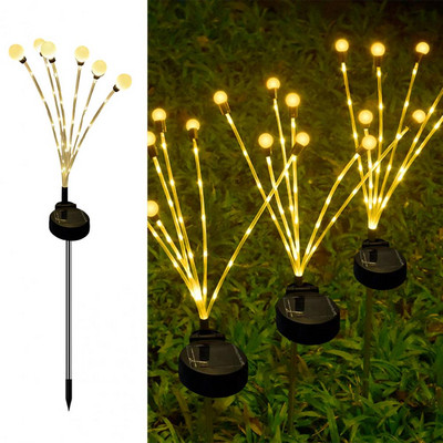 2 τμχ Solar Firefly Lights Αδιάβροχα εύκαμπτα και αιωρούμενα 6 λαμπτήρες LED για μονοπάτι βεράντας και διακόσμηση αυλής