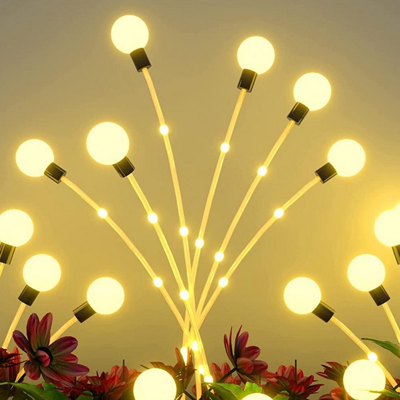 2 gab. Solar Firefly gaismas ūdensnecaurlaidīgas, elastīgas un šūpojošas 6 LED spuldzes iekšpagalma celiņam un pagalma dekorēšanai