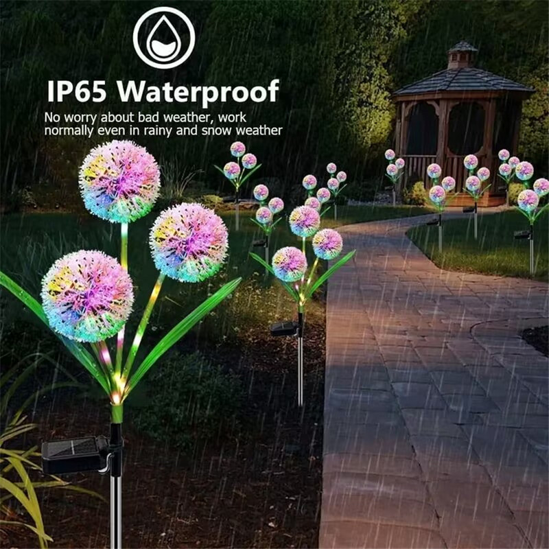 3/1 fejes napelemes LED pitypang fény kültéri vízálló, 2 módú napelemes út terasz lámpák kerti dekoráció táj füves lámpák