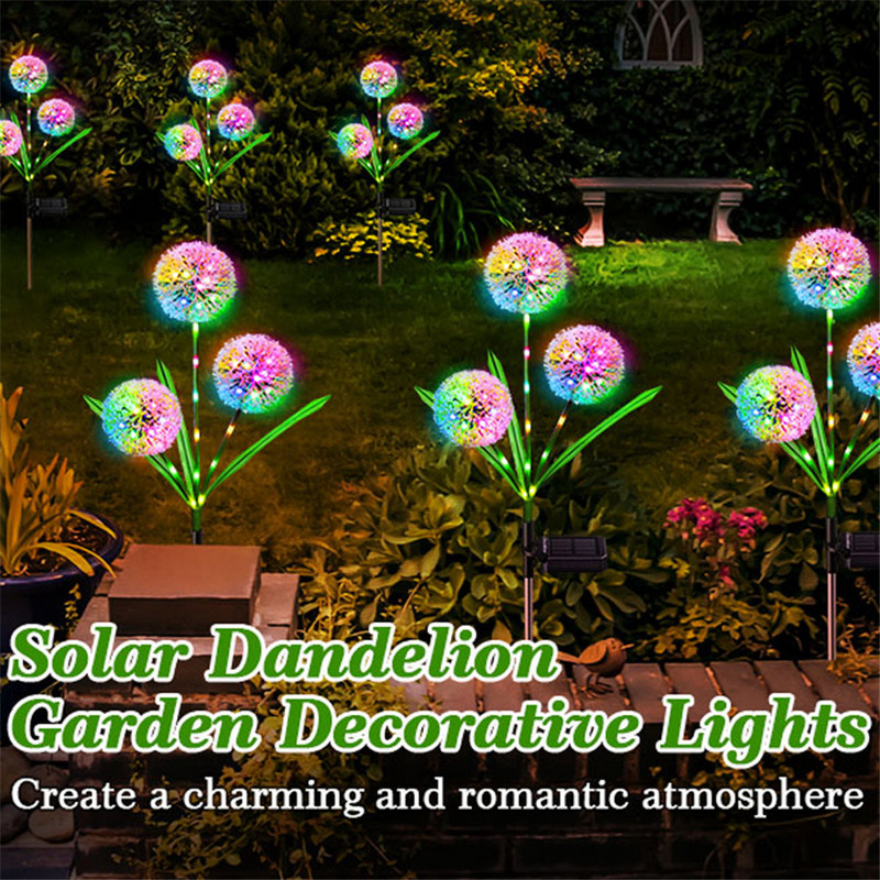 3/1 fejes napelemes LED pitypang fény kültéri vízálló, 2 módú napelemes út terasz lámpák kerti dekoráció táj füves lámpák