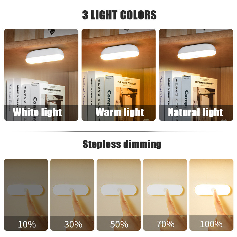 Lumină de noapte cu LED, 3 culori luminoase, reglare continuă, încărcare USB, magnetice fără fir pentru dulap, lampă de masă pentru citire pentru dormitor.