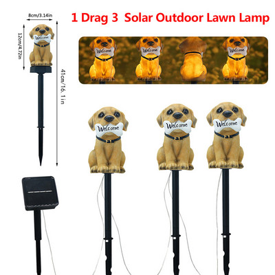 Napelemes LED lámpa 1 Drag 3 Állat Tájkép Pázsit lámpa Automatikus Ragyogás Kültéri Vízálló Napenergia Dísz a Pathway Gardenhez