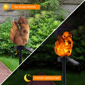 Led Night Light Cute Resin Squirrel Garden Outdoor Solar Powered Lamp Garden Decor Ground Decor Light Landscape Light Garden Pathway Lig