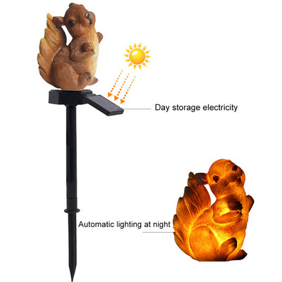 Led nakts gaisma jauka sveķu vāvere āra zāliens ar saules enerģiju darbināma dārza lampa zemes dekors Gaisma ainava gaismas dārza celiņš Lig