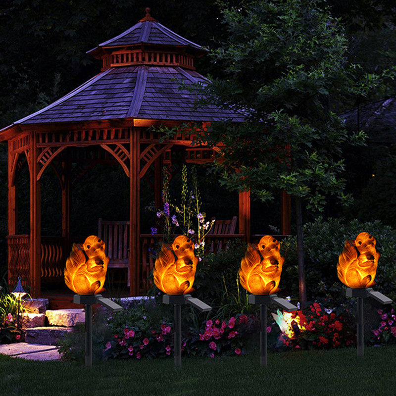 Led nakts gaisma jauka sveķu vāvere āra zāliens ar saules enerģiju darbināma dārza lampa zemes dekors Gaisma ainava gaismas dārza celiņš Lig
