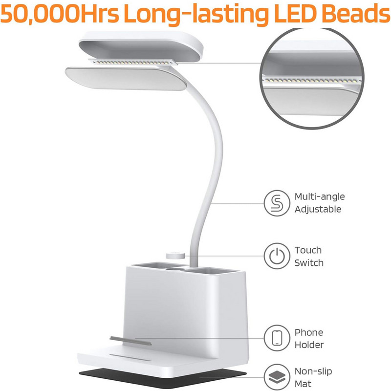 Lampă de birou cu LED, reîncărcabilă prin USB, cu protecție a ochilor, lumină de birou, pentru învățare pentru copii, pentru dormitor, pentru citire, pentru cărți, pentru noptieră, pentru lectură de noapte