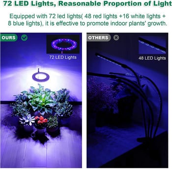 Grow Lights for Indoor Plants Λαμπτήρας πλήρους φάσματος Led Grow Lights, ρυθμιζόμενο ύψος λωρίδα φωτός Grow Αυτόματο χρονόμετρο σε σχήμα δακτυλίου