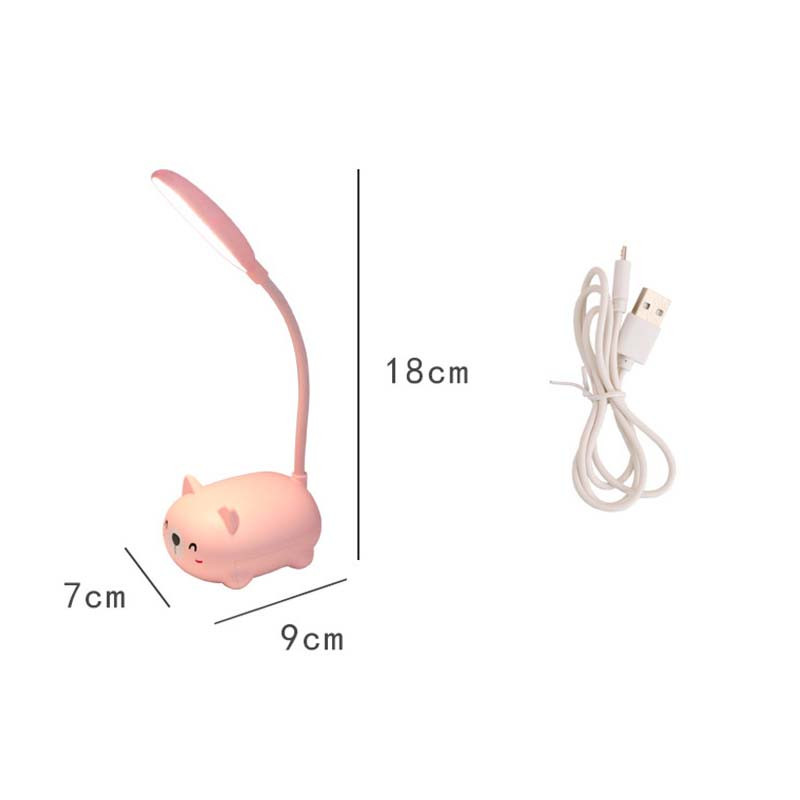 Lampă de birou cu LED-uri de desene animate Animale de companie Baterie de reîncărcare USB Led Lumină de noapte de masă Protecția ochilor pentru copii Lampă de masă albă caldă pentru studiu
