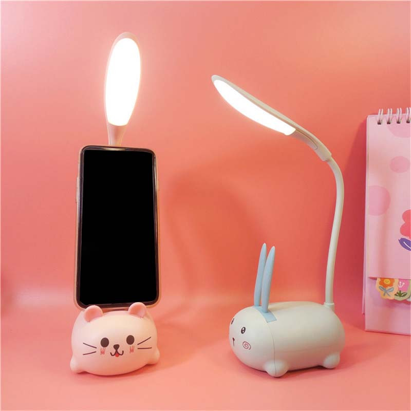 Lampă de birou cu LED-uri de desene animate Animale de companie Baterie de reîncărcare USB Led Lumină de noapte de masă Protecția ochilor pentru copii Lampă de masă albă caldă pentru studiu