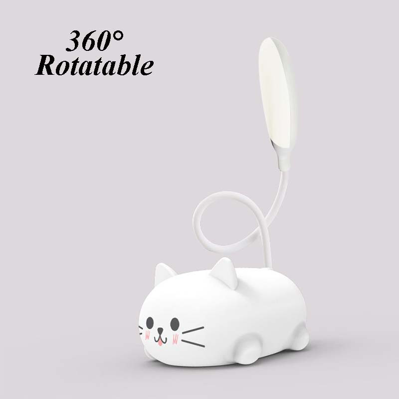 Lampă de birou cu LED-uri de desene animate Animale de companie Baterie de reîncărcare USB Led Lumină de noapte de masă Protecția ochilor pentru copii Lampă de masă albă caldă pentru studiu