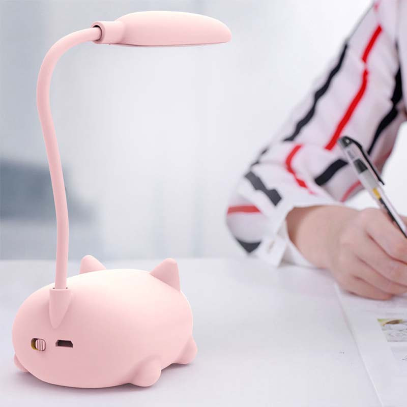 Lampă de birou cu LED-uri de desene animate Animale de companie Baterie de reîncărcare USB Led Lumină de noapte de masă Protecția ochilor pentru copii Lampă de masă albă caldă pentru studiu