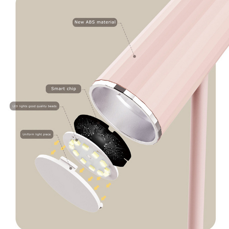 Lămpi de masă cu LED reîncărcabile prin USB cu suport LED cu reglaj la atingere Lampă de lectură Lampă de lectură 3 moduri Lampă de studiu modernă minimalistă
