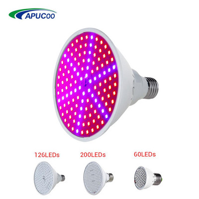 Full Spectrum 60/126/200 LED pestovateľské žiarovky E27 pestovateľská lampa červená modrá LED pre rastliny v interiéri, hydro, kvety, zeleninu, pestovateľský stan, fytolampa