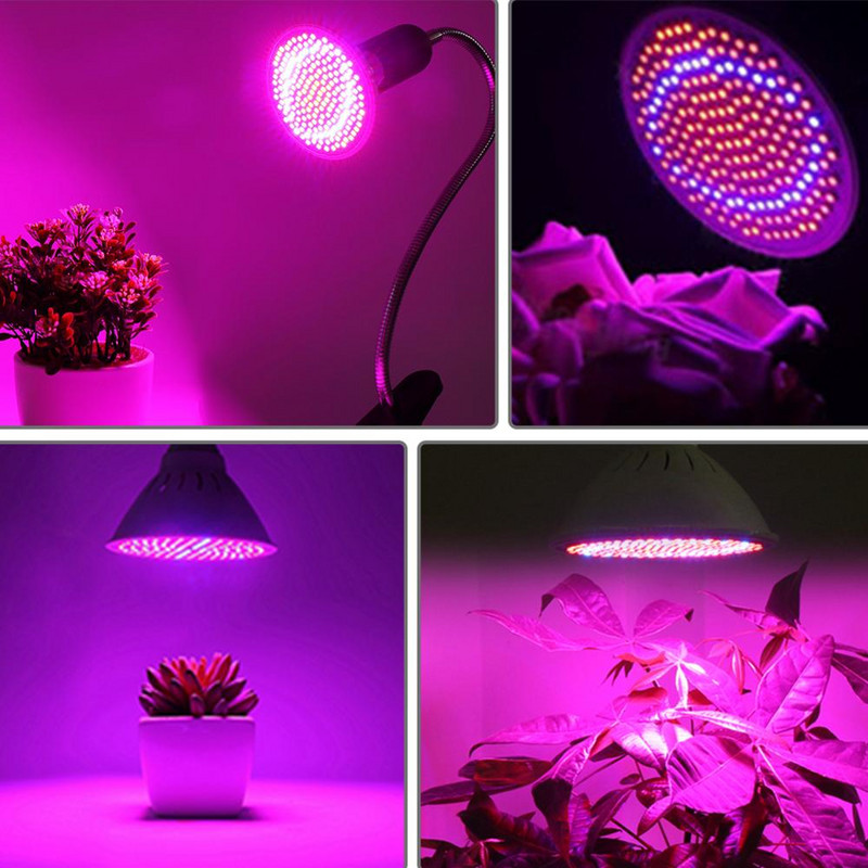 Becuri de creștere cu spectru complet 60/126/200 LED E27 Lampă de creștere LED roșu albastru pentru plante interioare Hydro Flower Veg Grow Cort Phytolamp