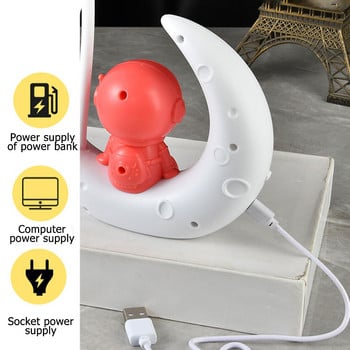 Creative Astronaut Moon Night Light Children USB Rechargeable LED Spaceman Baby Kid Bedroom Bedgrade Desk Lamp Christmas