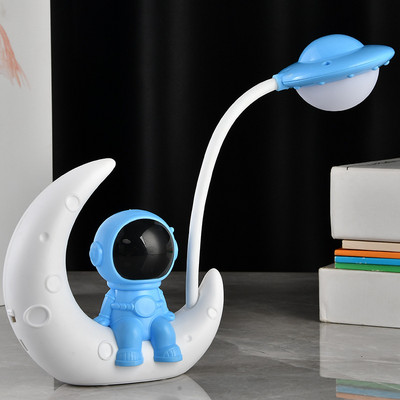 Kreatív Astronaut Moon Night Light Gyerekek USB Újratölthető LED Spaceman Baba Gyerek Hálószoba Éjjeliszekrény Asztali lámpa Karácsony