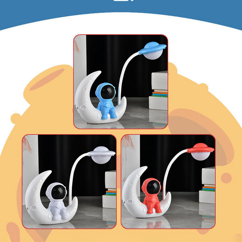 Kreatív Astronaut Moon Night Light Gyerekek USB Újratölthető LED Spaceman Baba Gyerek Hálószoba Éjjeliszekrény Asztali lámpa Karácsony