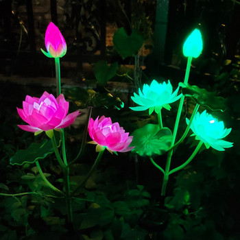 RGB цветна слънчева лампа за морава Симулация на лотосова светлина Декоративна декорация на цветна градина за дома Водоустойчива пейзажна светлина