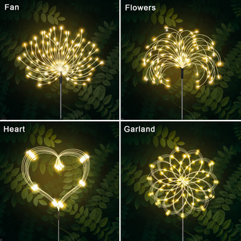 Solar Lights LED Firework Lights Αδιάβροχο φωτιστικό με κορδόνια DIY Φωτιστικό γιρλάντας νεράιδα για κήπο/γκαζόν/τοπία/διακοπές
