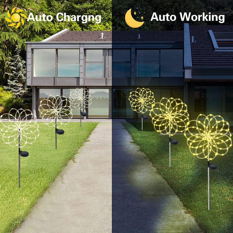 Saules gaismas LED uguņošanas gaismekļi āra ūdensnecaurlaidīgai stīgu lampiņai DIY Garland Fairy Light dārza/zāliena/ainavas/brīvdienu dekorēšanai