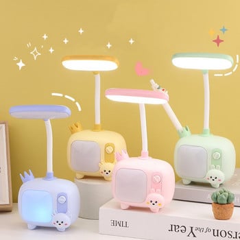 Преносима LED настолна лампа Fawn Rabbit Сгъваема сладка анимационна настолна лампа USB презареждане LED светлина за четене Нощна лампа за защита на очите