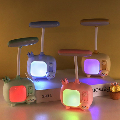 Pārnēsājama LED galda lampa Fawn Rabbit salokāma jauka multfilmu galda lampa USB uzlādes LED lasīšanas gaisma acu aizsargājoša nakts gaisma