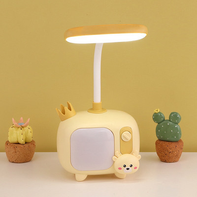 Lampă de birou portabilă cu LED Iepure cerb, pliabilă, drăguță, cu desene animate, lampă de birou cu reîncărcare USB, lumină de lectură cu LED, lumină de noapte de protecție pentru ochi