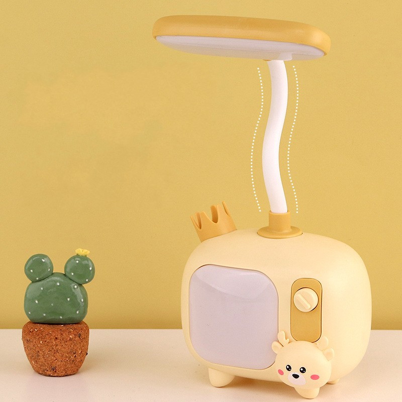 Lampă de birou portabilă cu LED Iepure cerb, pliabilă, drăguță, cu desene animate, lampă de birou cu reîncărcare USB, lumină de lectură cu LED, lumină de noapte de protecție pentru ochi