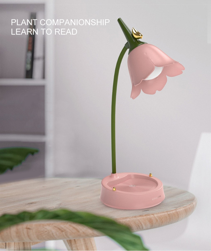 Lilledega LED-laualamp puutetundliku temperatuuri juhtimise lamp Õpilase magamistoa silmade kaitse Multifunktsionaalne lamp laualamp Uus