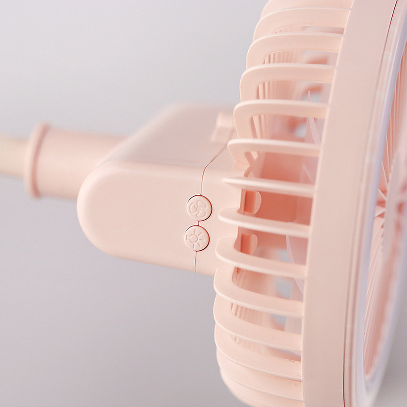 Ventilator cu clips, ventilator pentru lampă cu LED USB de birou, 2 setări de luminozitate, utilizare 1500 mAh pentru călătorii, în aer liber, birou, mini ventilator cu furtun flexibil