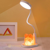 Lampă modernă de cristal cu sare de piatră Lampă de masă cu reglaj RGB Lumină de noapte, reîncărcabilă prin USB, lampă de birou cu protecție a ochilor pentru aromaterapie cu anioni