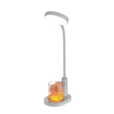 Lampă modernă de cristal cu sare de piatră Lampă de masă cu reglaj RGB Lumină de noapte, reîncărcabilă prin USB, lampă de birou cu protecție a ochilor pentru aromaterapie cu anioni