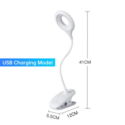 Laualamp LED-laualamp puute-/nupplülitiga klambriga õppelambid Paindlik lauaarvuti USB-valgusti laetav valgusega silmade kaitse